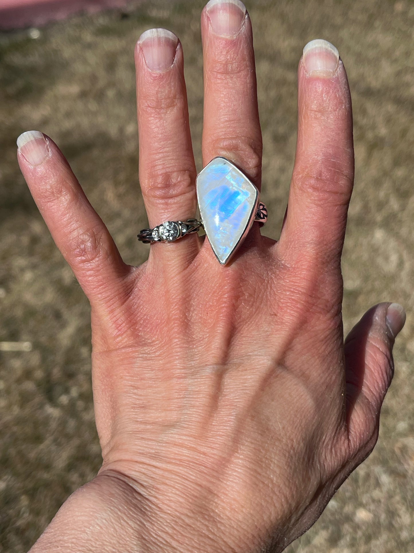 Rainbow Moonstone Ring - size 7