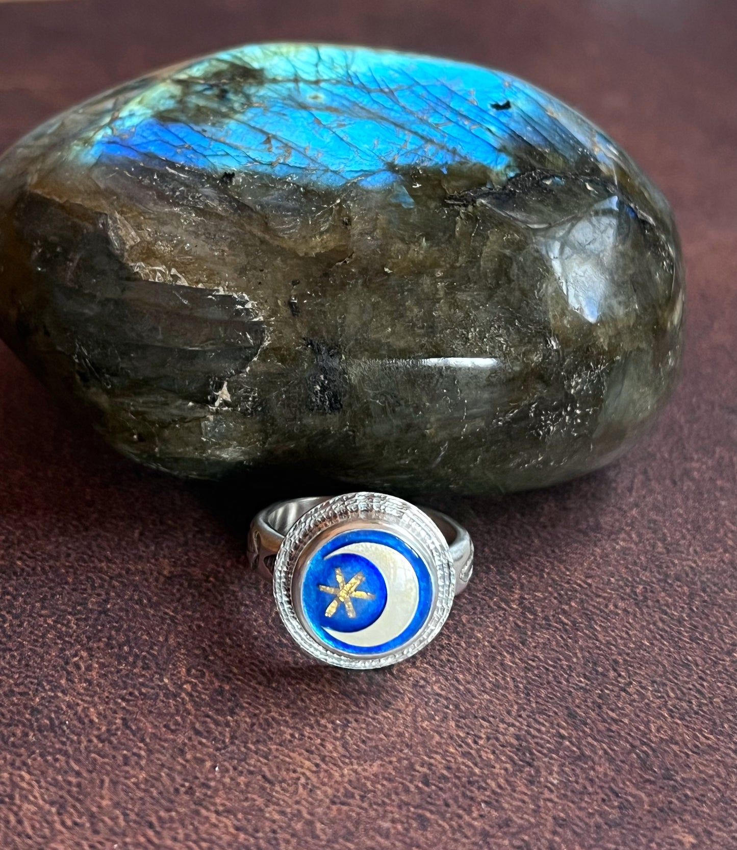 Wish Upon a Star Moon Ring-size 8