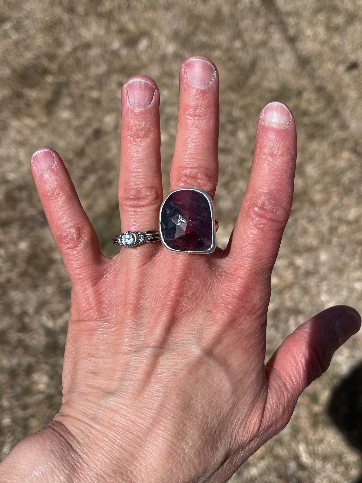 Rose Cut Sapphire Ring - size 9