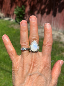 Rainbow Moonstone Ring - size 7 1/2ish