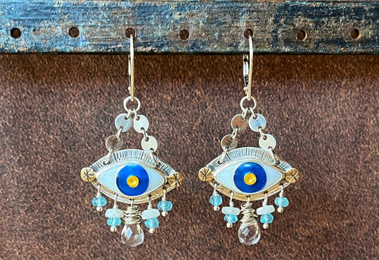 Cloisonné Enamel Evil Eye Earrings
