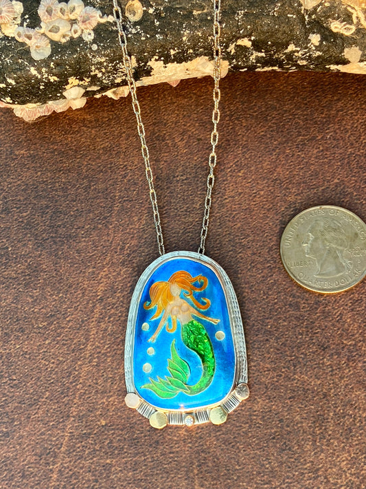 Cloisonné Enamel Mermaid Necklace