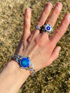 Cloisonné Enamel Evil Eye Ring- size 7
