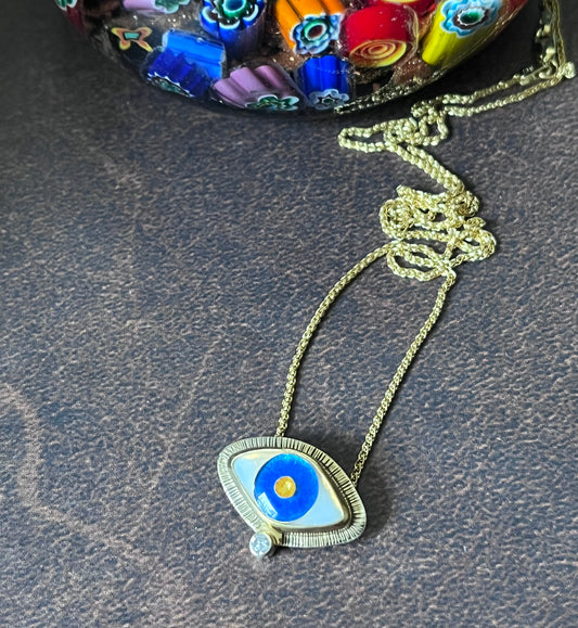 Gold Evil Eye Diamond Necklace
