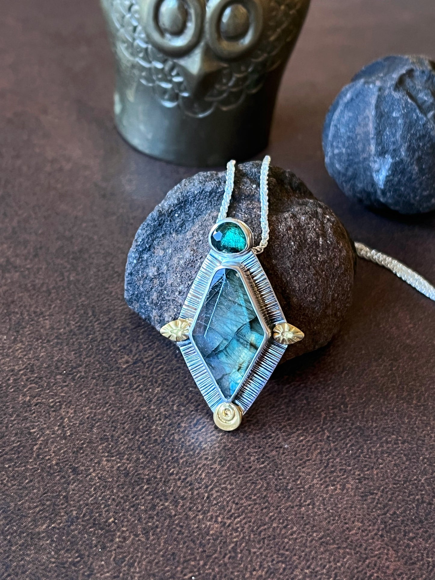 Green Tourmaline and Labradorite Necklace