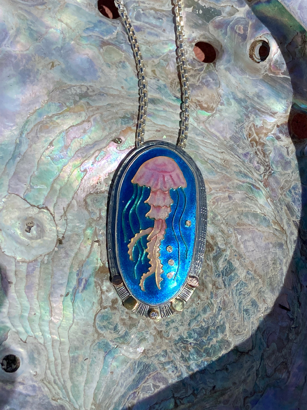 Cloisonné Enamel Jellyfish Necklace