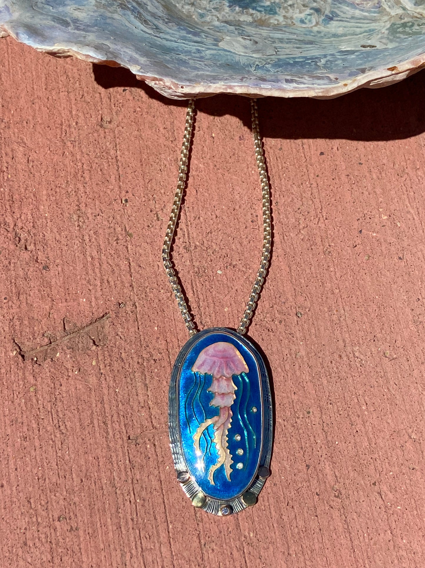 Cloisonné Enamel Jellyfish Necklace
