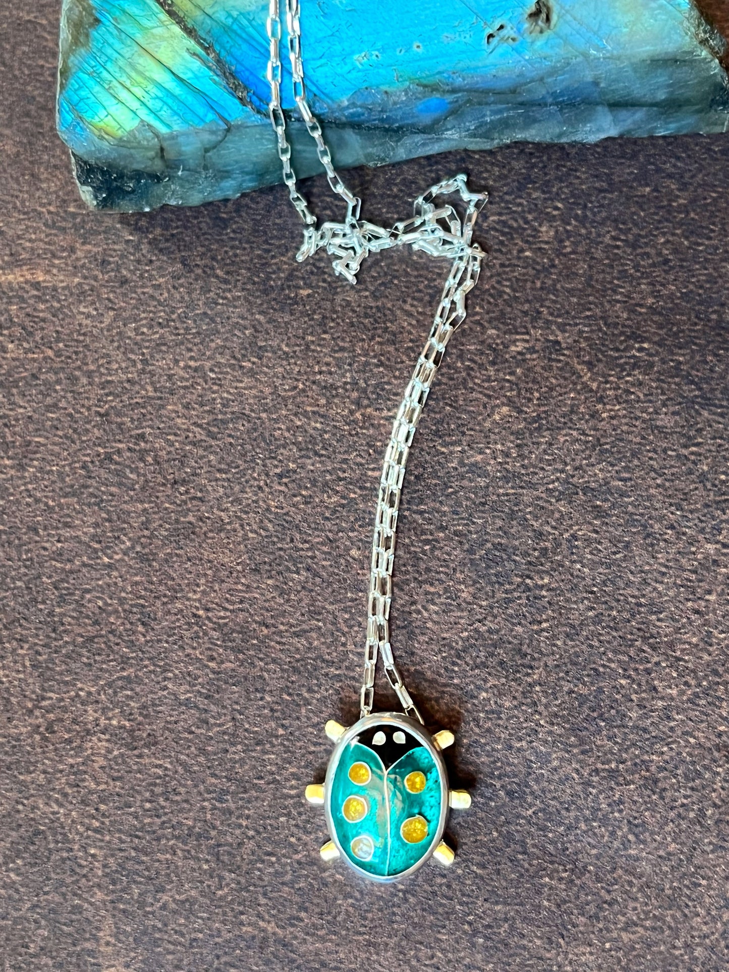 Cloisonné Enamel Ladybug Necklace