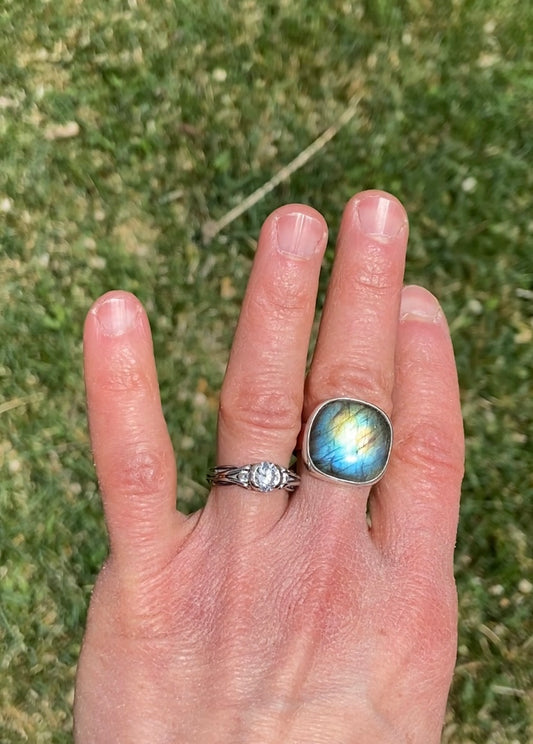 Labradorite Sterling Silver Ring - size 7 1/4-7 1/2
