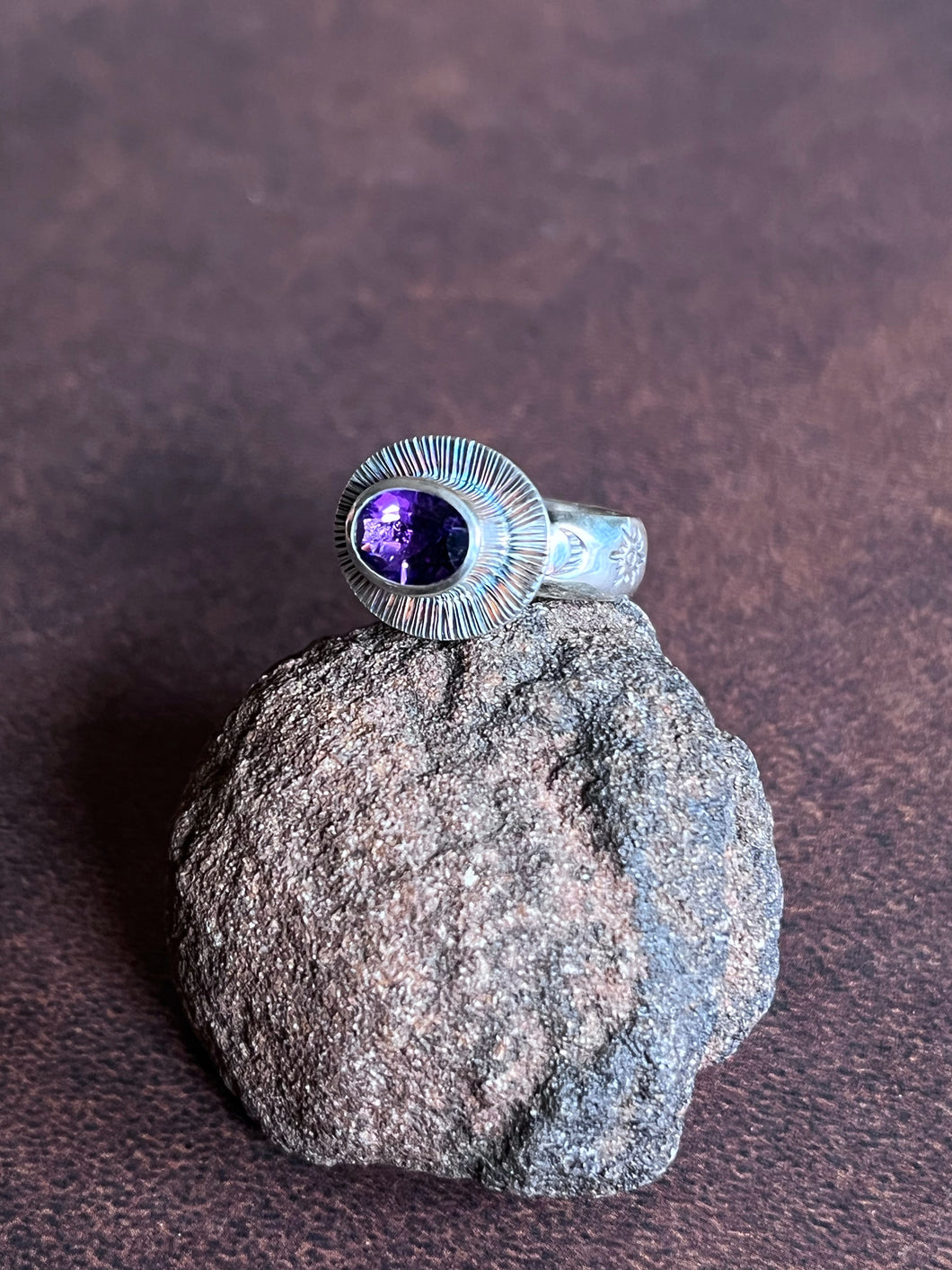 Faceted Amethyst Ring - Size 7 1/2ish
