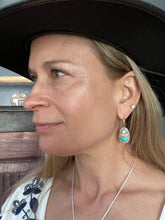 Load image into Gallery viewer, Turquoise and Rainbow Moonstone Earrings