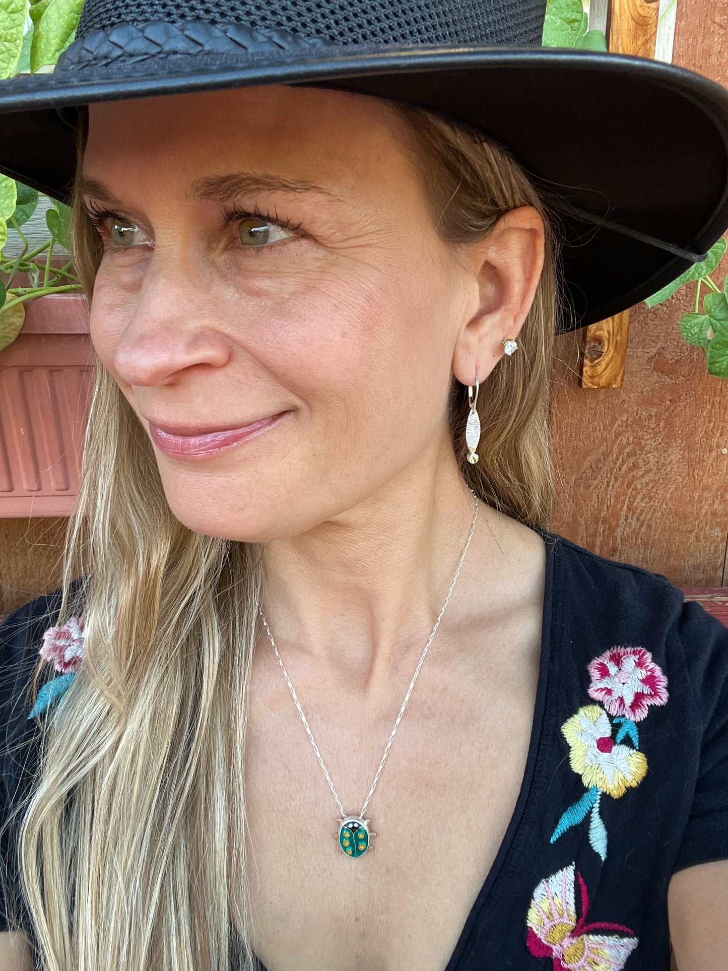 Cloisonné Enamel Ladybug Necklace